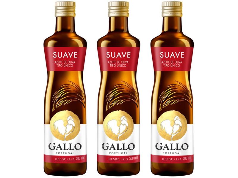 Kit Azeite de Oliva Gallo Tipo Único - 3 Unidades com 500ml Cada Kit Azeite de Oliva Gallo Tipo Único - 3 Unidades com 500ml Cada