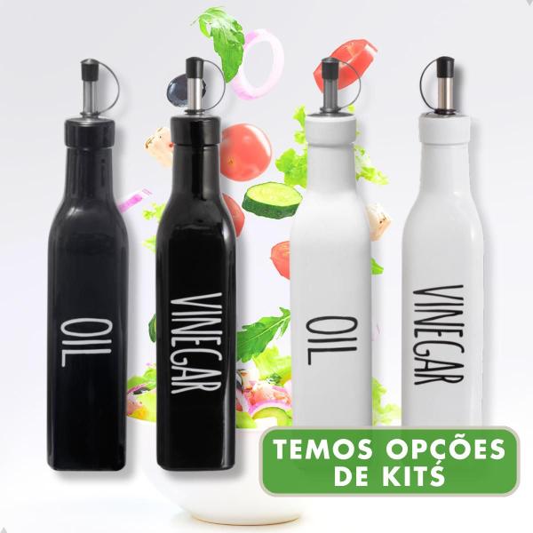 Imagem de Kit Azeiteiro e Vinagreiro Vidro 290ml Garrafa Bico Dosador