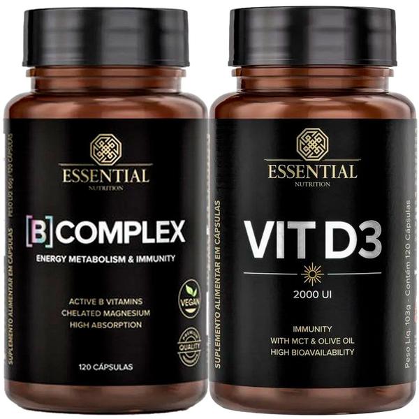 Imagem de Kit B Complex Vitamina B + Vit D3 2000ui - 120 caps cada - Essential Nutrition