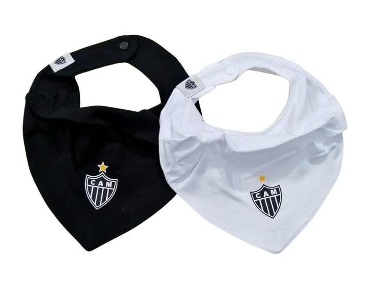 Imagem de Kit Babador Bandana Atlético MG Preto e Branco Oficial