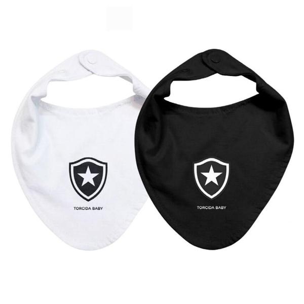 Imagem de Kit Babador Bandana Botafogo Preto e Branco 2 Pçs Oficial