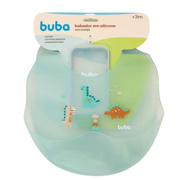 Imagem de Kit Babador Buba Silicone Impermeável com Estojo Dinossauro