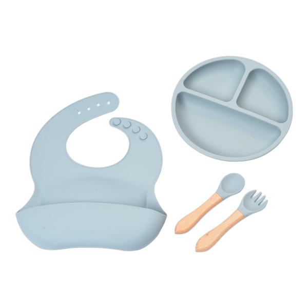 Imagem de Kit Babador Prato Talheres Silicone Pietra Baby