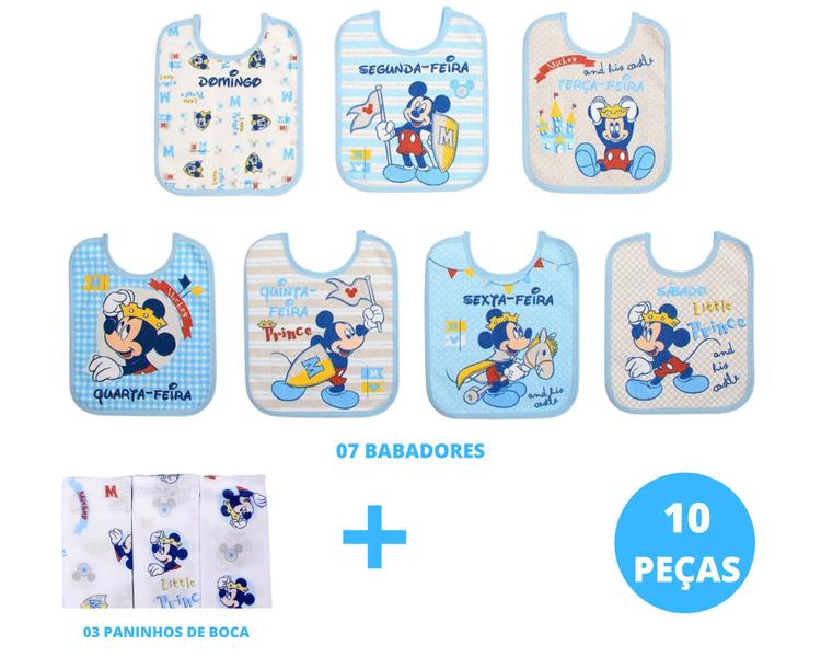 Imagem de Kit babadores disney + paninhos de boca menina(o) enxoval bb