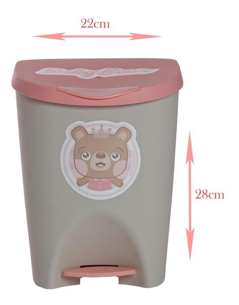 Imagem de Kit Baby Bear Menina Cesto Roupa Cesto Organizador Lixeira e Saboneteira Infanti