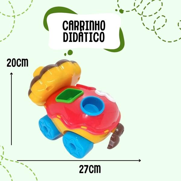 Imagem de Kit Baby Didático Carrinho + Leão + Pecinhas de encaixe