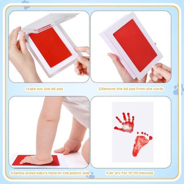 Imagem de Kit Baby Footprint TaoBary Clean Touch Ink Pad com 12 cartões