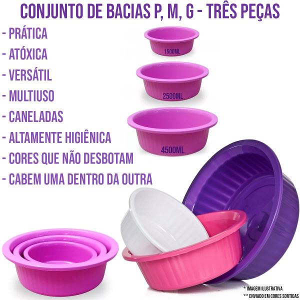 Imagem de Kit Bacia Redonda Plastica Cozinha Lavanderia Vários Tamanho