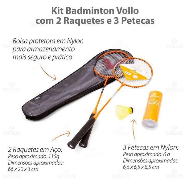 Imagem de Kit Badminton 2 raquetes c/ 3 petecas Strong - Vollo