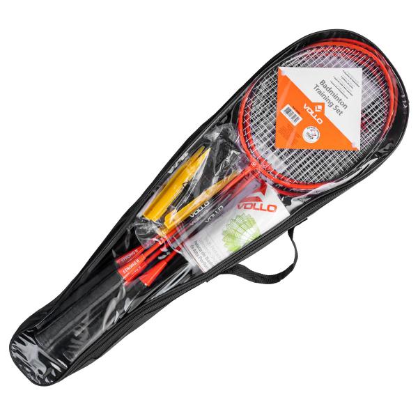 Imagem de Kit Badminton Completo com Raquetes Petecas em Nylon Rede com Suporte Raqueteira Vollo