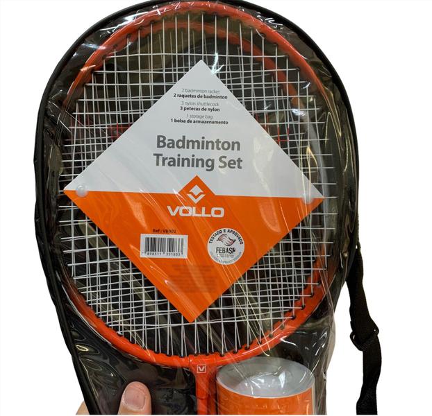 Imagem de Kit Badminton Iniciante Raquetes Petecas e Bolsa VB002 Vollo