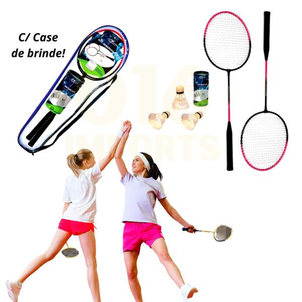 Imagem de Kit Badminton Juvenil AX Esportes com 2 Raquetes e 3 Petecas