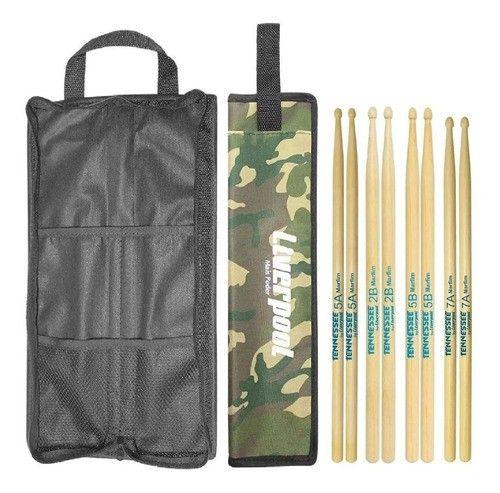 Imagem de Kit Bag Baquetas Com02 + 4 Pares Baquetas Marfim Liverpool