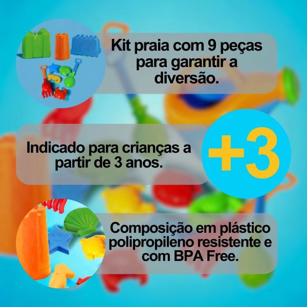 Imagem de Kit Bag Brinquedos Para Brincar na Praia Areia 9 Peças