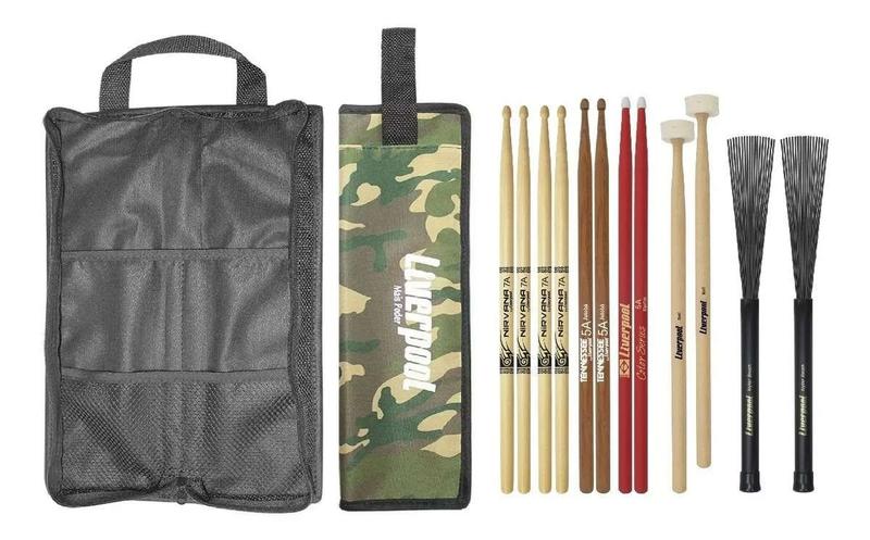 Kit Bag Com01 + Set De Baquetas Diversas Liverpool Imagem de Kit Bag Com01 + Set De Baquetas Diversas Liverpool