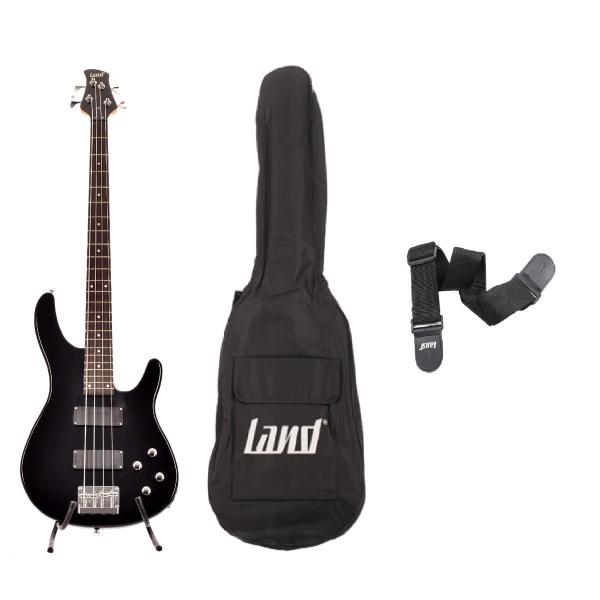 Imagem de Kit Baixo Land Eletrico L-B3-4 Bk + Capa + Correia