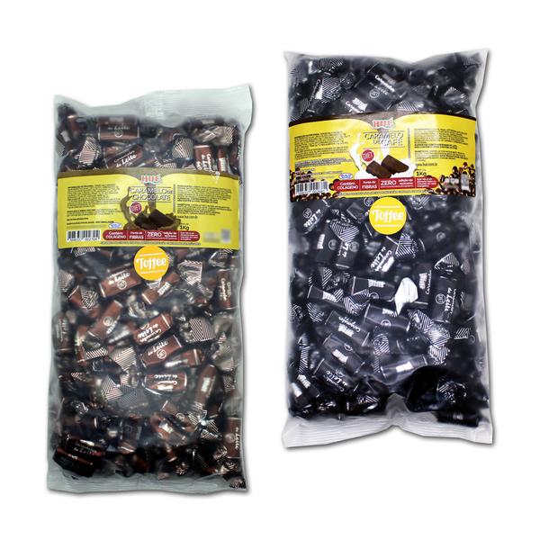 Kit bala toffee hué 2kg caramelo café e caramelo chocolate Imagem de Kit bala toffee hué 2kg caramelo café e caramelo chocolate