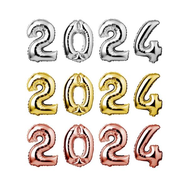 Imagem de Kit Balão 2024 Pequeno - 40 cm - Cores - Decoração Ano Novo