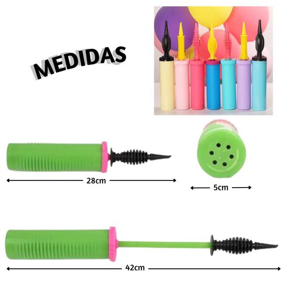 Imagem de Kit, Balão Bexiga Metalizado + Bomba Para Inflar Balão, Balão Látex Bexiga 9 Polegadas C/25Unds, Bomba Para Encher Balão