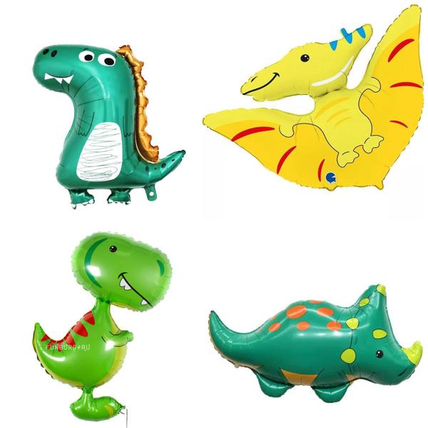 Kit Balão Dinossauro Gigante Metalizado Baby 4 Unidades - NC Toys Imagem de Kit Balão Dinossauro Gigante Metalizado Baby 4 Unidades