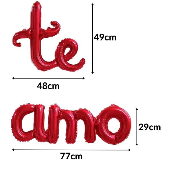 Imagem de Kit Balão Metalizado Letra Te Amo Vermelho 40cm Namorados