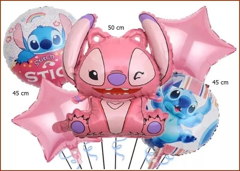 Imagem de Kit Balão Metalizado Stitch Rosa com 5 peças