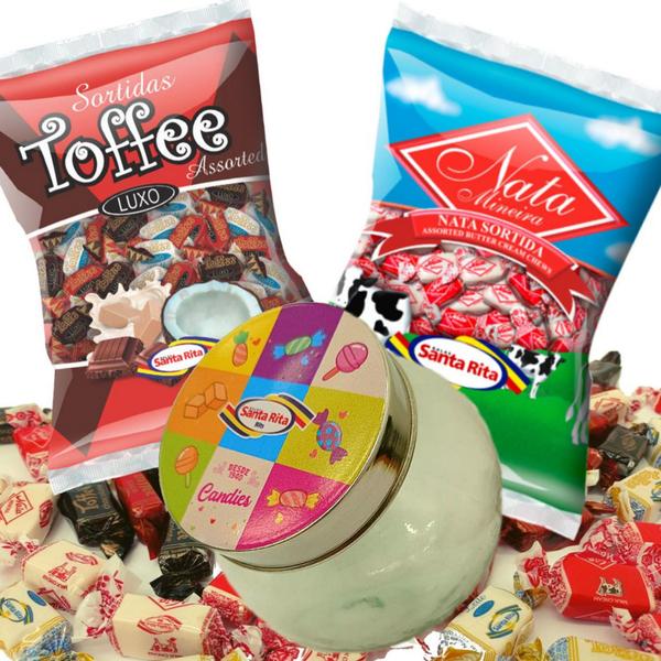 Imagem de Kit Balas Nata e Toffee + Baleiro Decorativo -  Santa Rita