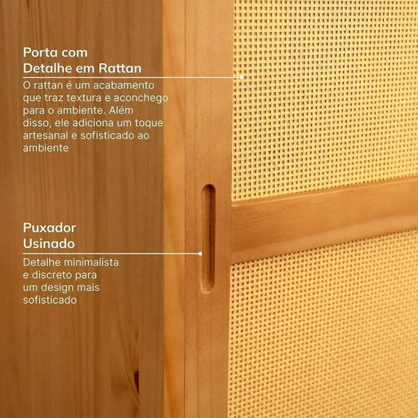 Imagem de Kit Balcão 4 Portas Rattan com Cristaleira Porta Rattan Magna Cabecasa Madeiramadeira Mel