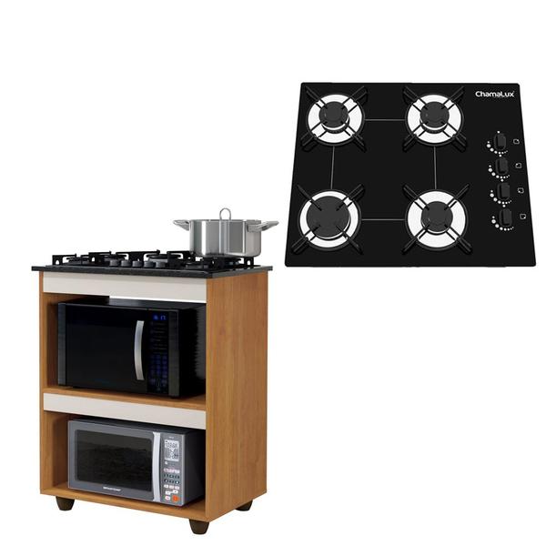 Imagem de Kit Balcão Cooktop Turim com Fogão Cooktop 4 Bocas Chamalux