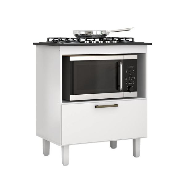 Imagem de Kit Balcão Cooktop Zanzini Italia 1 Porta e Fogão Cooktop Ultra Chama 5 Bocas Preto Chamalux