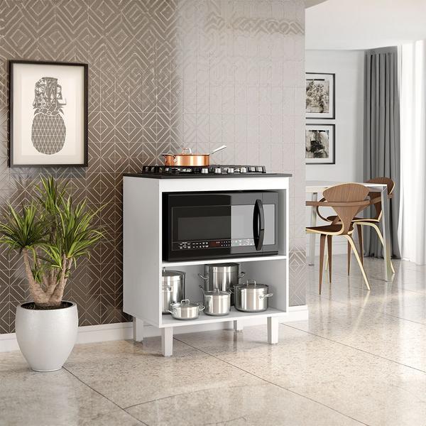 Imagem de Kit Balcão Cooktop Zanzini Master Branco sem Porta e Fogão Cooktop Ultrachama 4 Bocas Chamalux Vermelho Trempe Aramada