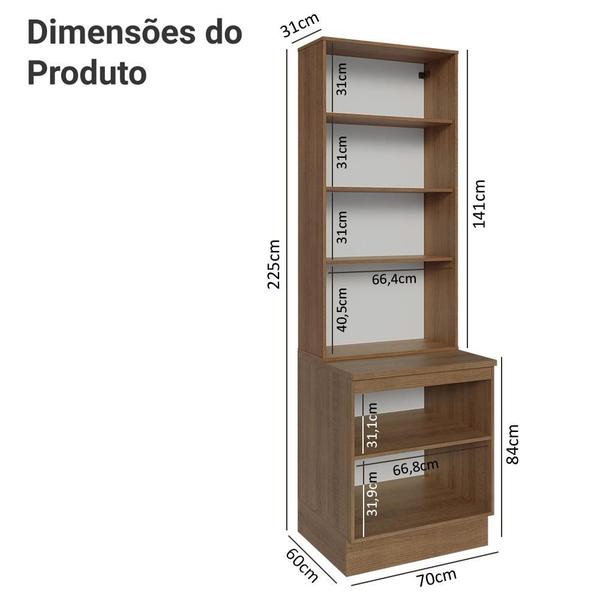 Imagem de Kit Balcão + Cristaleira 70cm Lux Madesa 01