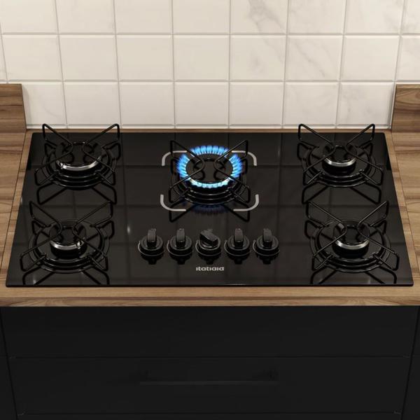 Kit Balcão Itatiaia Tarsila Branco e Cooktop Itatiaia 5 bocas Imagem de Kit Balcão Itatiaia Tarsila Branco e Cooktop Itatiaia 5 bocas