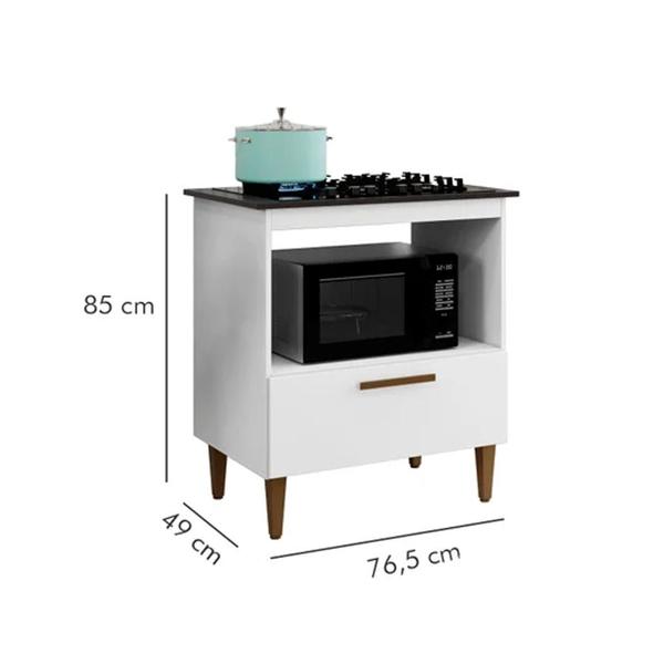 Imagem de Kit Balcão para Cooktop Cozinha Kaiki Eliz com Fogão Cooktop 4 Bocas Chamalux Vermelho Bivolt