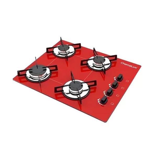 Imagem de Kit Balcão para Cooktop Cozinha Kaiki Eliz com Fogão Cooktop 4 Bocas Chamalux Vermelho Bivolt