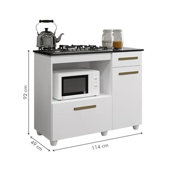 Imagem de Kit Balcão Para Cooktop Cozinha Kaiki Violeta Branco com Fogão Cooktop 4 Bocas Itatiaia Essencial