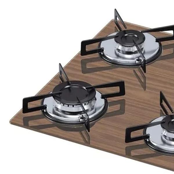 Imagem de Kit Balcão para Cooktop Cozinha Kaiki Violeta com Fogão Cooktop 4 Bocas Ultra Chama Amadeirado Chamalux