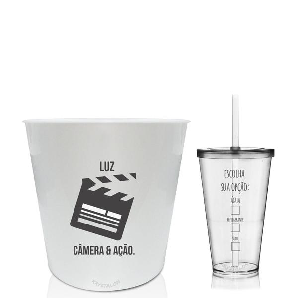 Imagem de Kit Balde De Pipoca E Copo Personalizados - Luz, Camera...