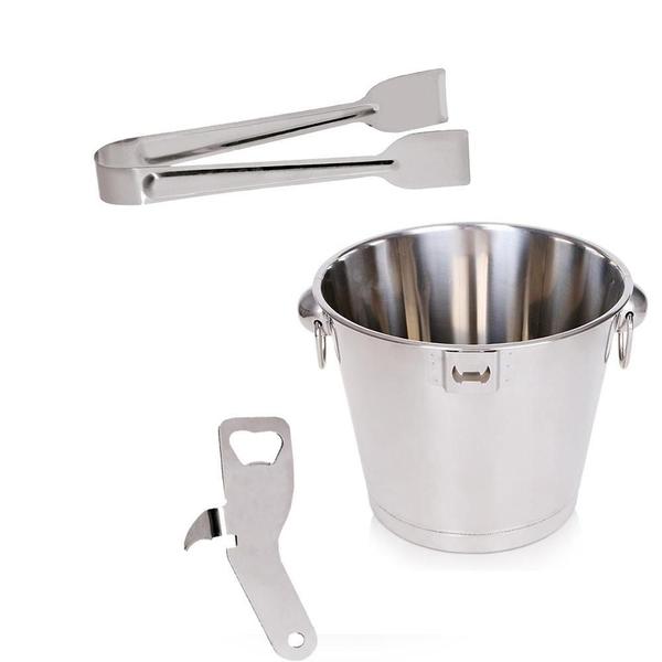 Imagem de Kit Balde Inox 6l Abridor e Pegador - Class Home