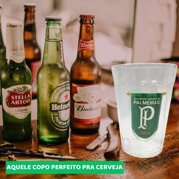 Imagem de Kit Balde Para Pipoca Verde 2,5l + 4Un Copo Americano Cerveja 190ml Escudos Time Palmeiras