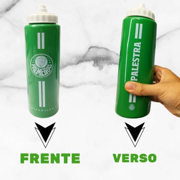 Imagem de Kit Balde Para Pipoca Verde 2,5l  + Squeeze Garrafa Térmica Bico Pressão Água Time Palmeiras