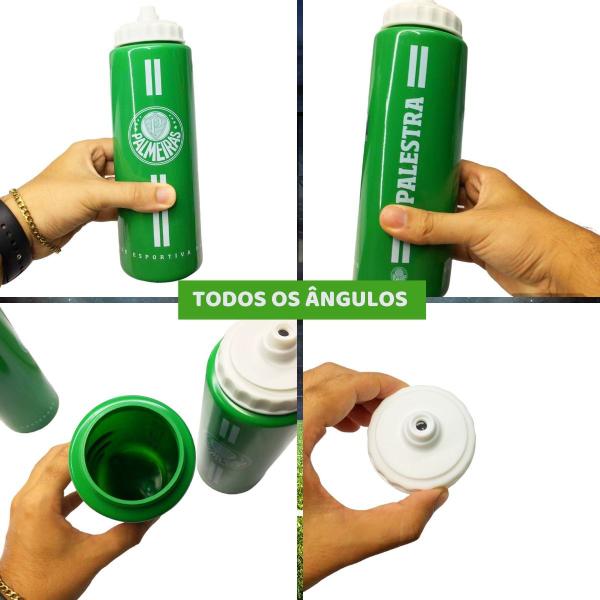 Imagem de Kit Balde Para Pipoca Verde 2,5l  + Squeeze Garrafa Térmica Bico Pressão Água Time Palmeiras