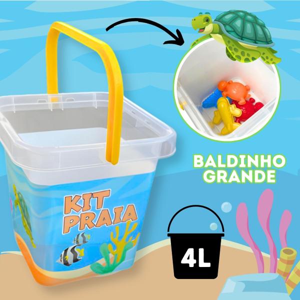 Imagem de Kit Baldinho de Praia Brinquedo Pazinha Infantil Acessórios Verão