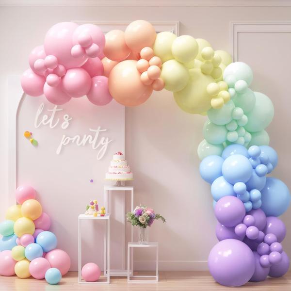 Imagem de Kit Balloon Arch Garland HOUSE OF PARTY Pastel Rainbow 140 unidades