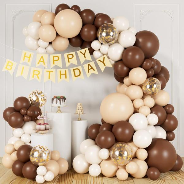 Imagem de Kit Balloon Garland Arch Grcypa Brown com balões e confetes