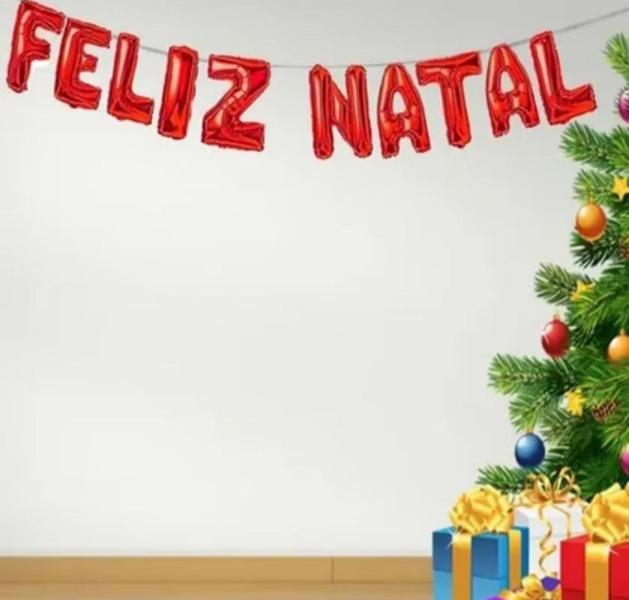 Imagem de Kit Balões Balão Metalizado Vermelho De 37 Cm - Feliz Natal