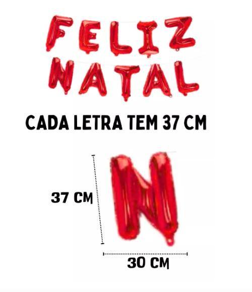 Imagem de Kit Balões Balão Metalizado Vermelho De 37 Cm - Feliz Natal