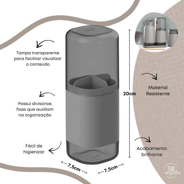 Kit Bancada De Banheiro Dual Porta Escova E Porta Sabonete Líq. Chumbo Ou Imagem de Kit Bancada De Banheiro Dual Porta Escova E Porta Sabonete Líq. Chumbo Ou