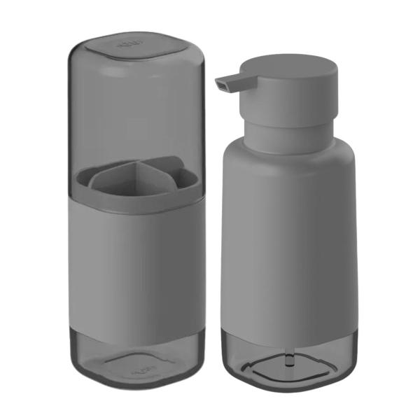 Kit Bancada De Banheiro Dual Porta Escova E Porta Sabonete Líq. Chumbo Ou Imagem de Kit Bancada De Banheiro Dual Porta Escova E Porta Sabonete Líq. Chumbo Ou