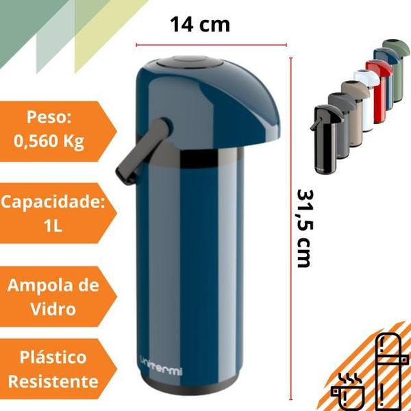 Imagem de Kit Bandeja Café Organizadora + Garrafa Térmica 1L Verona Cantinho Café Porta Copo Sachê Servire 1